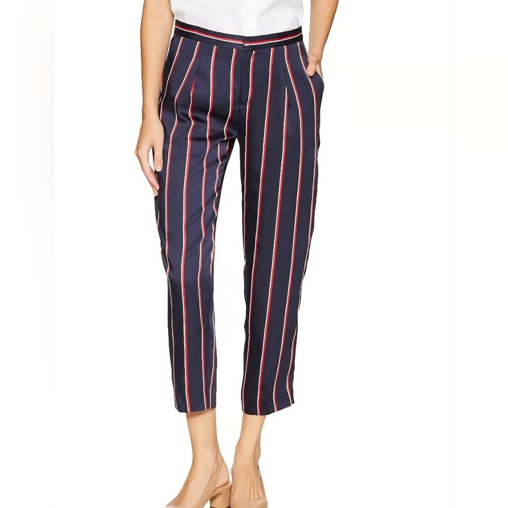 Ralph Lauren Navy Striped Dress Ankle Pants